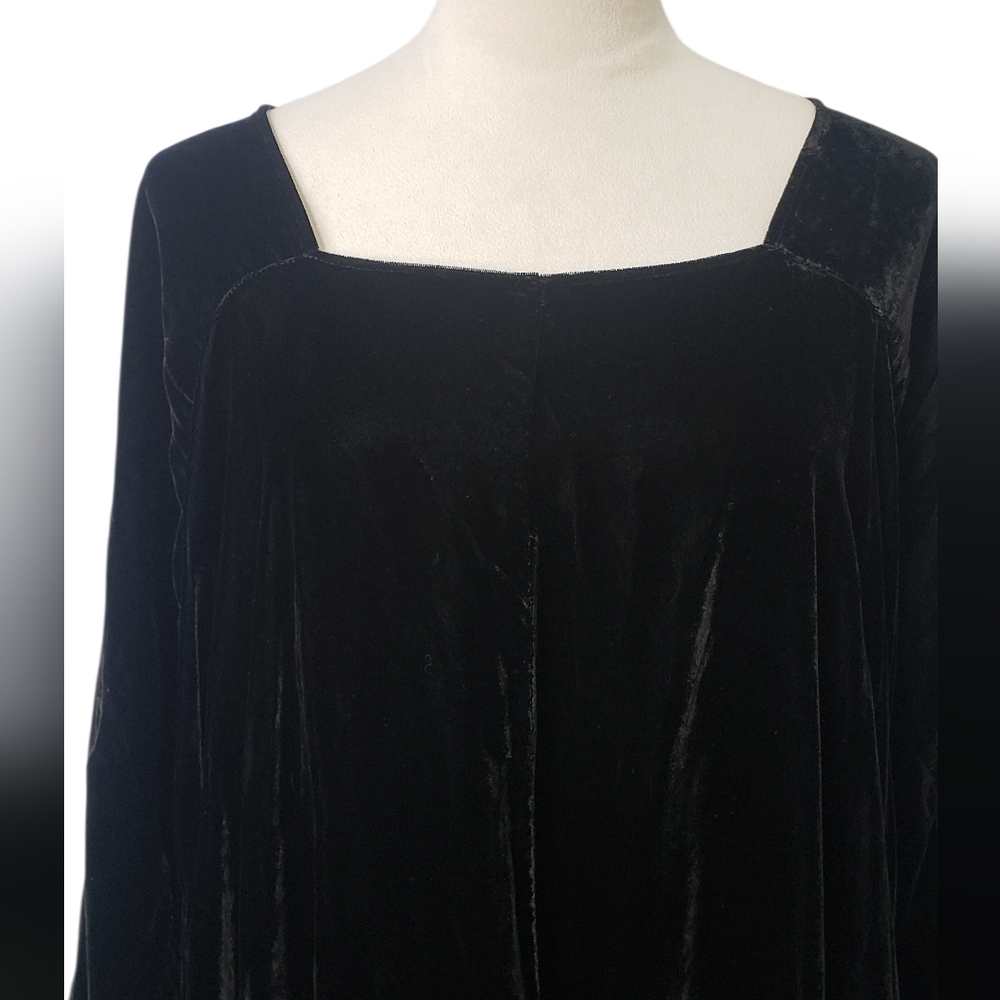 Women's Black Velvet Square Neck High Low Maxi Dress Witchy Goth Victorian - Picture 4 of 13